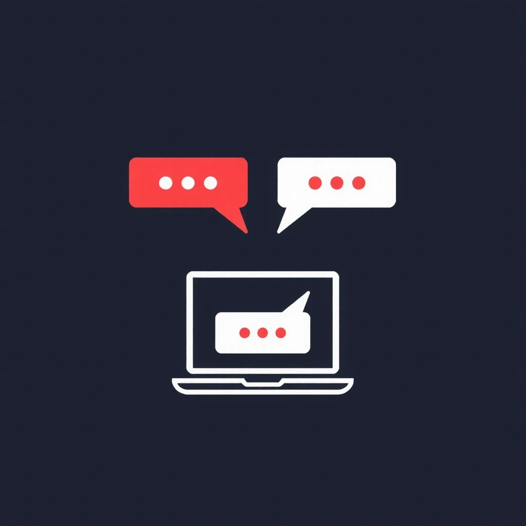 Iconiță stilizată de un sistem de chat live, reprezentând suportul clienților și comunicarea în timp real.